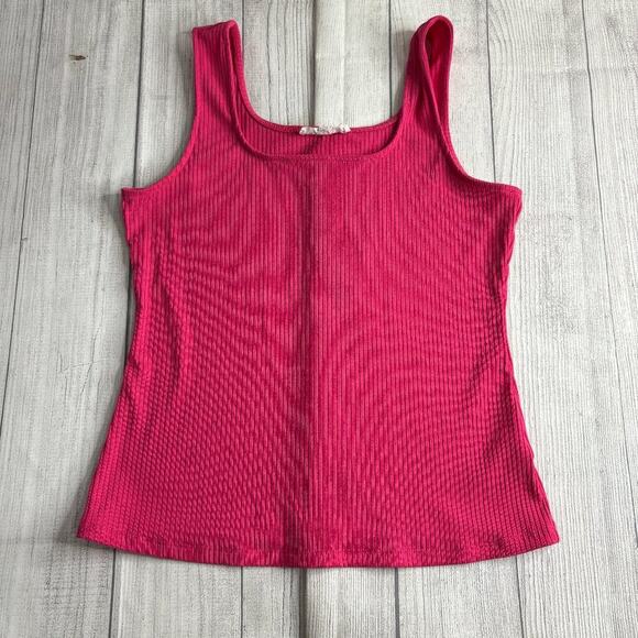 Workshop Bright Pink Ribbed Tank Top Size Medium - Picture 1 of 5